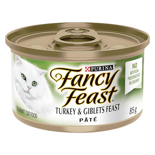 Fancy Feast Wet Cat Food, Pate Turkey & Giblets Feast – 85 g Can (24 Pack)