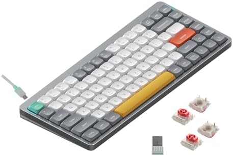 nuphy Air75 v2 QMK/Via Mechanical Keyboard, 75% Low-Profile Wireless Keyboard, Bluetooth 5.1, 2.4GHz and Wired Connection, Compatible with Windows and Mac OS Systems - Lunar Gray Switch Red 2.0