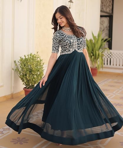 Image of Fashion Basket Georgette Embroidered Anarkali Gown for Women