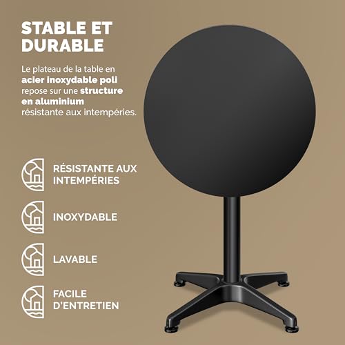Lot 2 Tables de Bar Pliantes Réglables 60cm Casaria