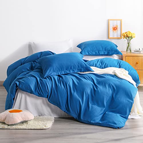 Image of NTBAY Queen Duvet Cover Set, 1 Duvet Cover and 2 Pillow Shams, Soft Brushed Microfiber Comforter Cover with Zipper Closure, Royal Blue