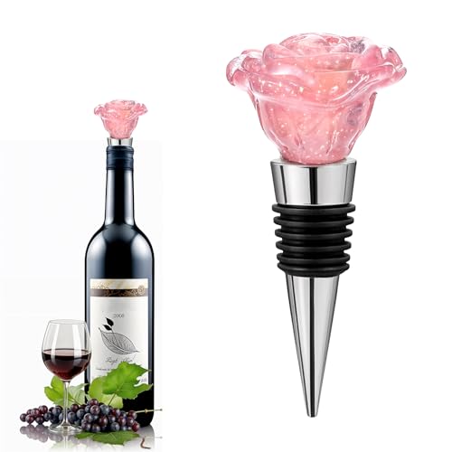 1 PCS Rose Wine Stopper Reusable Cork Rose Bottle Wine Savers for Gifts Beverage Flower Stoppers for Keeping Wines Champagne Fresh Stoppers for Home Wedding Favors Wines Lovers