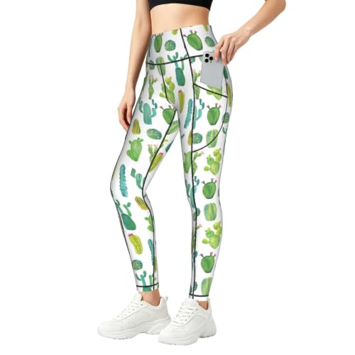 Pantalones de yoga holgados mujer con estampado cactus leggings descanso