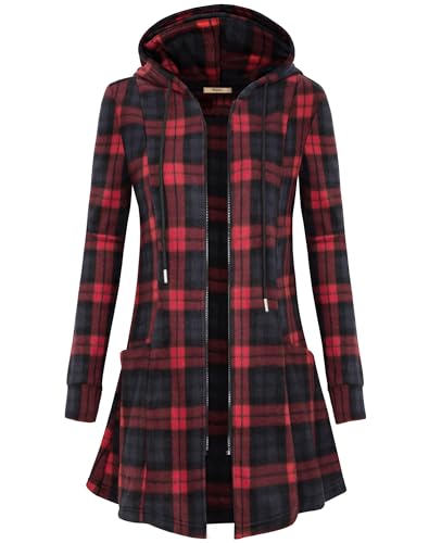 Image of Miusey Womens Zip Up Long Hoodie Jacket Lightweight Tunic Sweatshirt Open Front Cardigan