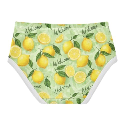 Sliced Lemons Green Leaves Toddler Underwear, Girls Underwear, 2T–8 Years2