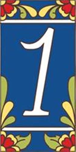 Earthtones 3" X 6" Ceramic Tile Address House Number Talavera Cobalt Blue #1 ONE