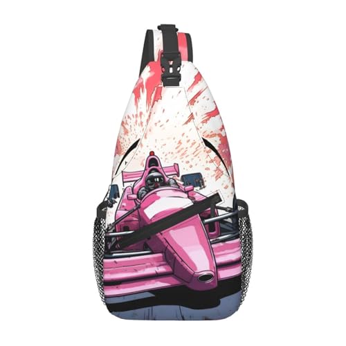 Bolsa com alças ajustáveis e rosas azuis cruzadas diagonalmente, Pink Formula Racing, Tamanho Único