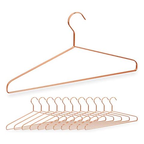 Relaxdays Pack 12 Perchas de Alambre para Camisas, Pantalones, Trajes, Anchas, Metal Cover