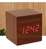 Relógio De Mesa Despertador Digital com Temperatura e Calendário - Cubo LED, USB/Bateria AAA glide