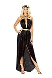 Roma Costume Adult Women Halloween Party Outfit 2 Piece Greek Goddess Black/Gold - Small/Medium