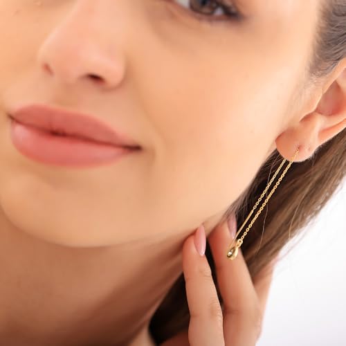 Gold Teardrop Crystal Threader Earrings, Long Chain Dangle, Green Gemstone, Birthstone Threader Earrings, Birthstone Dangle Earrings, Minimalist Dangle Earrings, Gift for Girlfriend, Christmas gift4