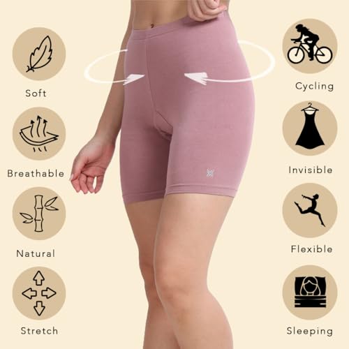 Image of Lavos Women Under Dress Sports Cycling Shorts, Bamboo Cotton Activewear Yoga Gym Workout Anti-Bacterial Uniform, Elastic Mid Waist Shorties Tights for Womens and Young Ladies