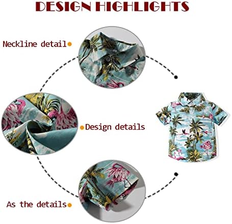 Baby Boy Button Down Hawaiian Shirts Short Sleeve Cool Cartoon Print Aloha Dress Tops T-Shirt - Image 3