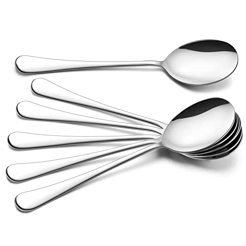 Serving Spoons X 6, Haware 9.8 Inches Large Size Stainless Steel Serving Spoon, Elegant Design For Kitchen/Buffet/Party, Mirror Polished And Dishwasher Safe(6 Pack) #TOP1