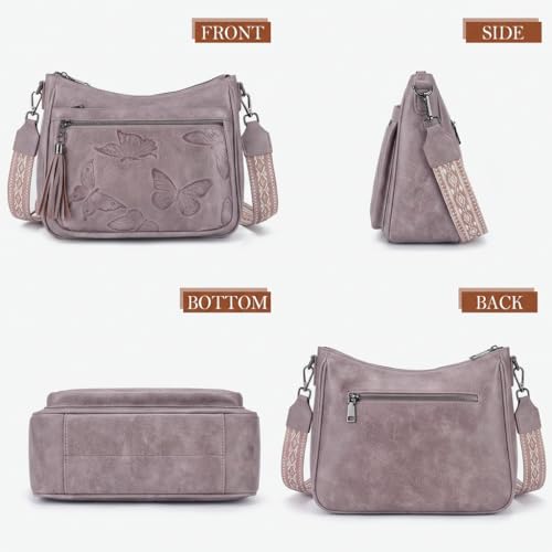 Image of BELTANA Crossbody Bags for Women Trendy Vegan Leather Hobo Purses Medium Butterfly Cross Body Purse with Wide Strap | Adjustable Strap