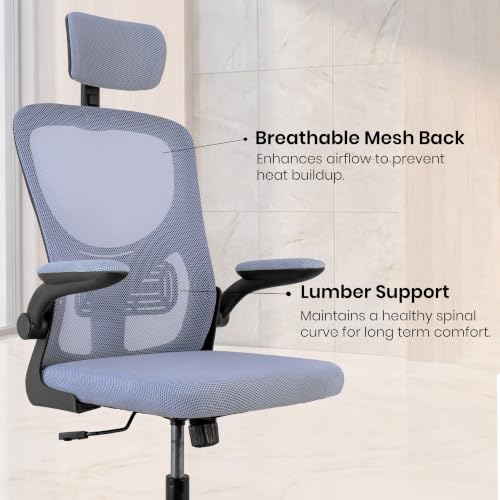 Image of Grey Black| High Back Imported Mesh Fabric Boss Office Chair | Y Design Ergonomic Back Support | 2D Aero Design Adjustable Armrests | Synchro Tilt Lock Mechanism Support
