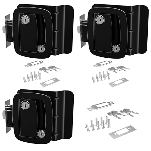 Image of Leisure Locks Upgraded RV Travel Trailer Entry Door Lock Polar Black Paddle Deadbolt 3-Pack (3)