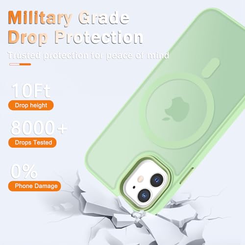 Image of YENAPOON for iPhone 12 Pro /iPhone 12 Case, Matte Magnetic Case, Mint Green | Fit for Magsafe, Screen Protector Included, Matte Translucent Frosted Slim Shockproof Protective Phone Cover