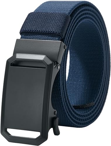 LionVII Ratchet Elastic Stretch Belts, 1 3/8" Belt for Men with Automatic Buckle for Men, Adjustable Trim to Fit 27-49" Waist