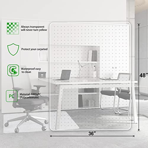 100Pointone Office Chair Mat For Carpet, Heavy Duty Studded Desk Chair Mat For Carpeted Floors - Shipped Flat & No Divots. Polycarbonate Computer Chair Mat For Medium & Low Pile Carpet 36"X 48" #TOP5