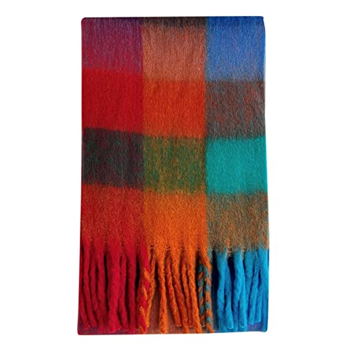 Women's Fall Winter Scarf Classic Tassel Plaid Tartan Warm Soft Chunky Large Blanket Wrap Shawl Scarves (1-M, One Size)