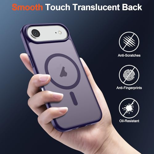Image of SUPFINE Magnetic for iPhone Air Case (Compatible with MagSafe)(Military Grade Drop Protection) Slim Translucent Matte Shockproof with Anti-Fingerprint Phone Cover for 17 Air,Dark Purple