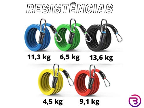 Kit Elástico Tubing Basic 15 Peças Elástico Extensor Bravus Sport