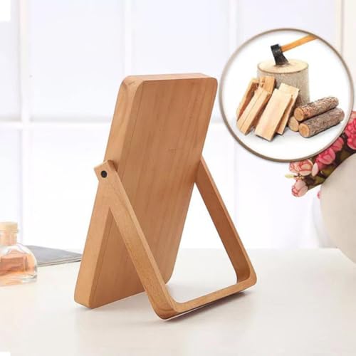 Espejo de maquillaje rectangular de madera con soporte estable CAXUSD para tocador 4