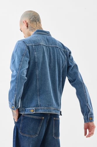 Image of SNITCH Men Casual Jacket | Relaxed Fit Full Sleeve Classic Collar Solid Pattern | Premium 100% Cotton Twill Fabric & Buttoned Closure For Everyday Wear