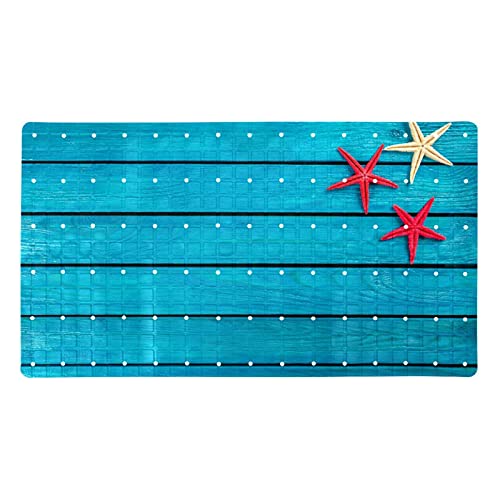Tapis de bain ventouses évacuation eau bleu plage 40x70cm antidérapant - 2