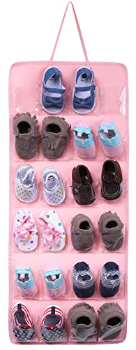 Image of RUIZHIXUAN Over The Door Hanging shoe organizers for 12 Pairs, Hanging Shoes Organizer (Pink)