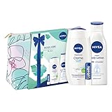 NIVEA Reiseliebe Geschenkset, verwöhnendes Beauty Set mit feuchtigkeitsspendenden Pflegeprodukten, Pflegeset mit Duschgel, Body Lotion und mehr