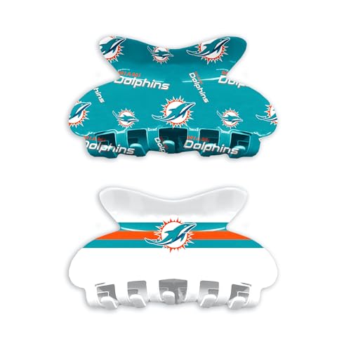 Littlearth NFL Team Hair Claw Set Miami Dolphins