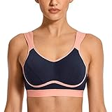 SYROKAN Women's High Impact Support Wirefree Bounce Control Plus Size Workout Sports Bra Navy 36C