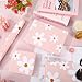 JarThenaAMCS Boho Daisy Wrapping Paper -Mini Roll- 17In x 32.8Ft Cute Pink White Flower Gift Wrap Paper Classic Craft Paper for Spring Summer Baby Shower Birthday Wedding DIY Craft Supplies