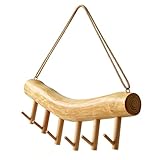 NUEKOELY 15.7-Inch Rustic Wood Wall Hanging Jewelry Organizer - Handmade Natural Wood Logs Branch Decor with 6 Hooks for Necklace, Earring, Bracelet Storage - Farmhouse, Cabin, Bathroom Home Décor
