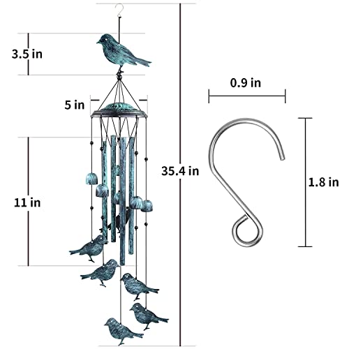 Monsiter Qe Bird Wind Chimes For Outside, Outdoors Wind Chimes With 4 Large Aluminum Tubes & S Hook - Wind Chimes Outdoor Clearance Hanging Decor For Garden, Patio, Backyard Or Porch #TOP5
