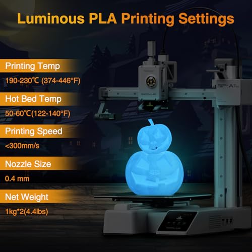 Image of Glow in The Dark PLA Filament Bundle | 2-Pack(1KG per Spool, Total 2KG), Halloween Color 3D Printer Filament 1.75mm, Dimensional Accuracy + /- 0.03 mm, Fit FDM 3D Printers (Glow Blue+Green)