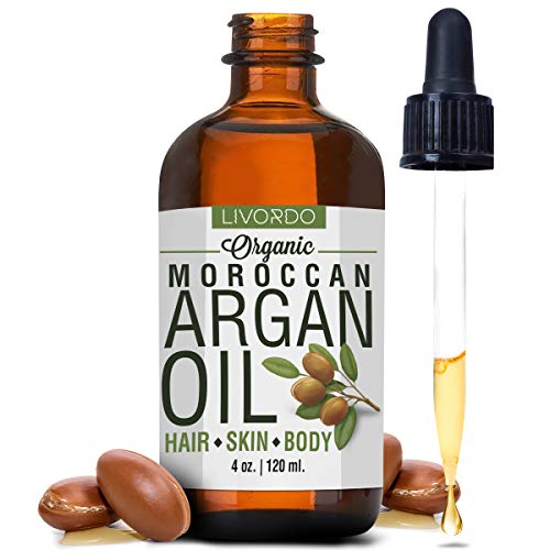 Livordo Moroccan Argan Oil Essential Organic Cold Pressed Skin Moisturizer Rich in Vitamin E Powerful Antioxidants For Skin, Hair, Body, and Face 4 Oz