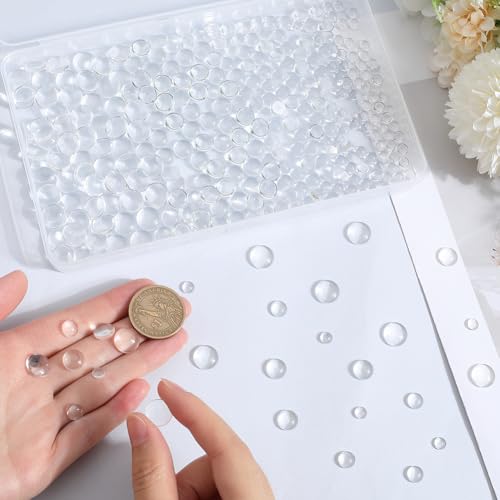 SOFPLATE 1 Box 400Pcs Clear Glass Cabochons Transparent Glass Dome Small Half Round 6mm 8mm 10mm 12mm Flatback Cabochon Tiles Assortment for Jewellery Making Photo Earring Pendant Necklace DIY Craft - Image 3