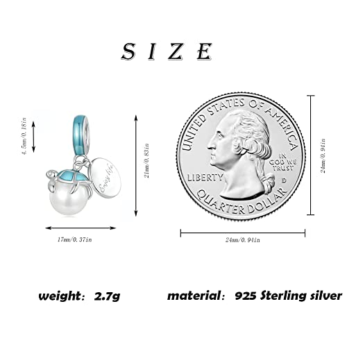 Image of ARTCHARM Sea Turtle Charms, on a white pearl Beads, Enjoy Life Charm,Ocean style 925 Sterling Silver Jewelry Gift for Women Girlfriend