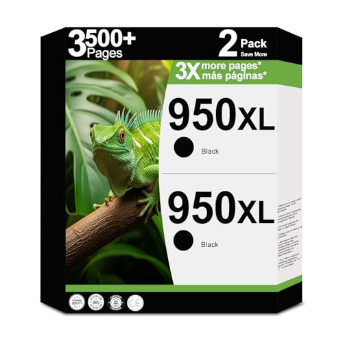 950XL Black Ink Cartridges Replacement for HP 950 XL to use with OfficeJet Pro 8600 8610 8620 8600 Plus 8100 8625 8615 8630 8110 8616 8640 8660 251DW 271DW (2-Pack, 2 Black)