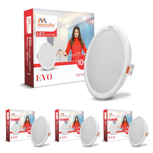 Image of Murphy EVO 10W RD LED Panel Light | 4500K Natural White| Recessed Ceiling Light | 1000 Lumens | 100mm Cutout | Shockproof PC Body | BIS Approved | 4kV Surge Protection | 2-Year Warranty | Pack of 4