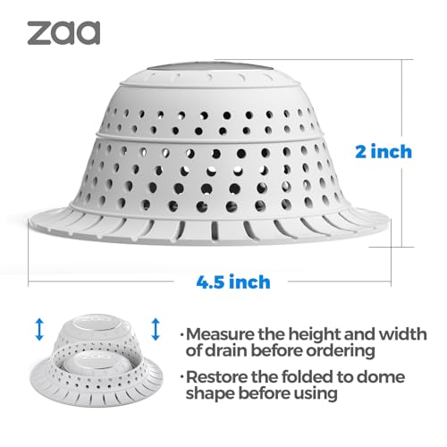 Image of zaa Bathtub Drain Hair Catcher, Premium Silicone Shower Hair Catcher, 1Pack Hair Stopper for Pop Up & Regular Drains of Shower, Bathtub, Bathroom Sink, Bathroom Fixture Accessories, Light Gray