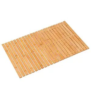 Bamboo Bath Mat Bathroom Rugs Floor Wood Shower Bathtub Waterproof Non Slip Accessories 16x24 Inch Easy to Clean, Natural Bamboo, 1 pc