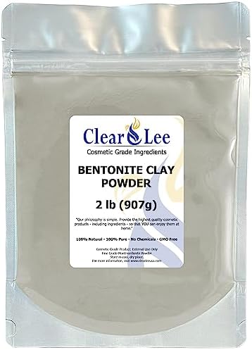 ClearLee Bentonite Clay Cosmetic Grade Powder - 100% Pure Natural Powder - Great For Skin Detox, Rejuvenation, and More - Heal Damaged Skin - DIY Clay Face Mask (2 LB)