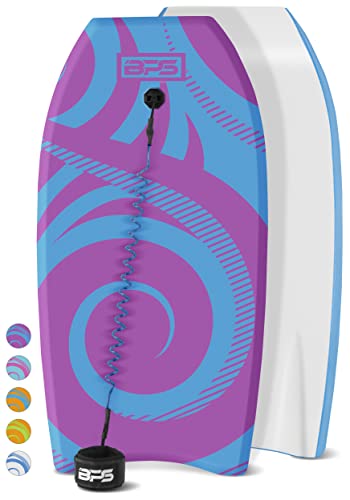 BPS Storm Bodyboard with Premium Coiled Leash, Fin Tethers, and Superior Performance
