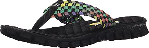 Skechers Sport Women's EZ Flex Beach Weave Flat Sandal,Black Multi,9 M US