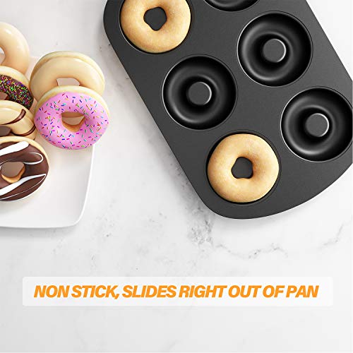 Tiawudi Non-Stick 6-Cavity Donut Baking Pans, Makes Individual Full-Sized 3 1/4" Donuts, Set Of 3 #TOP2