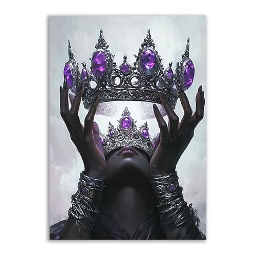 Lienzo de mujer leyendo vintage TERUEA, lámina violeta de 40x60cm sin marco para galería